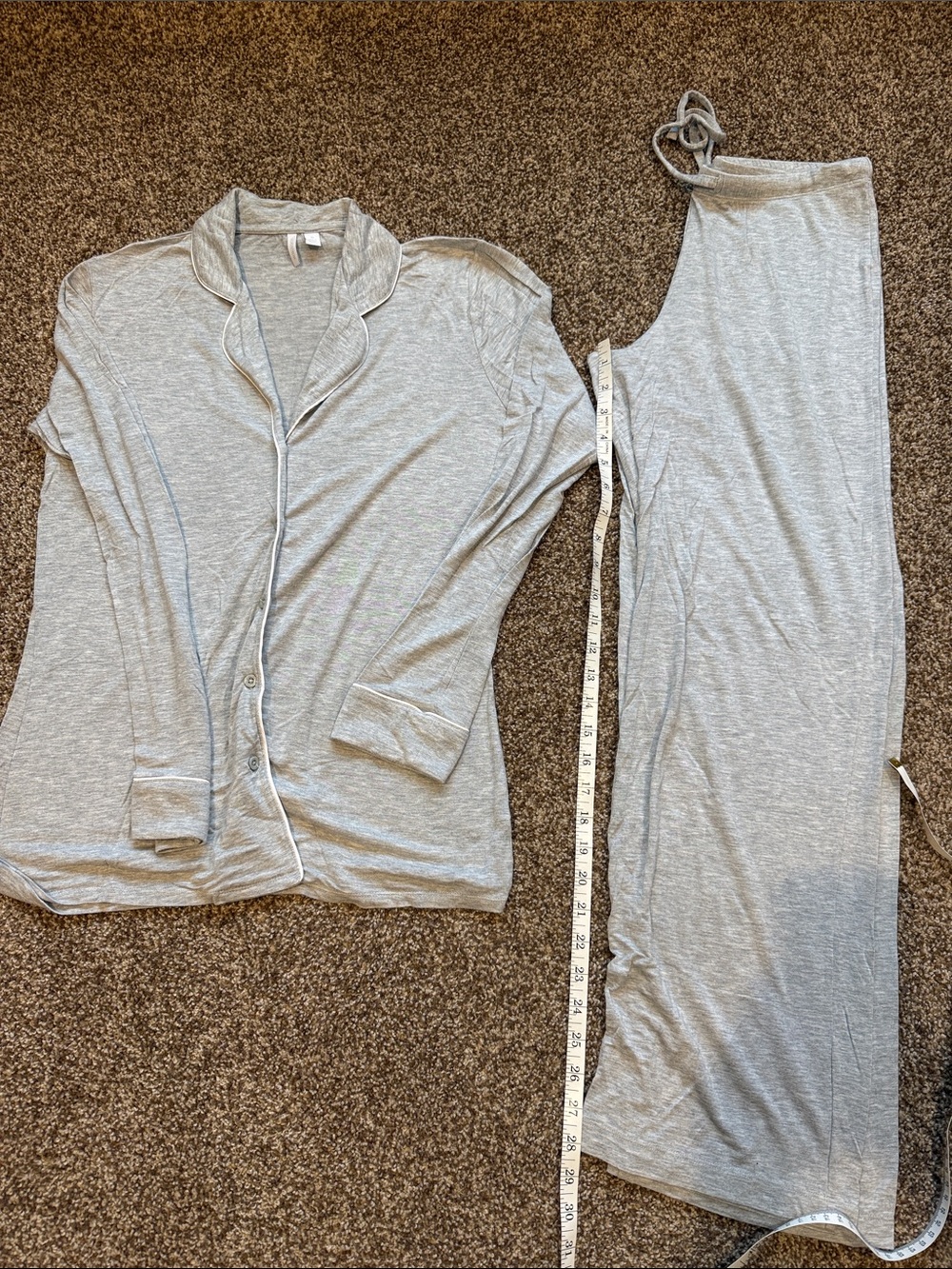 Nordstrom Women's Lightweight Gray Pajama Set - Soft Lounge Top & Pants